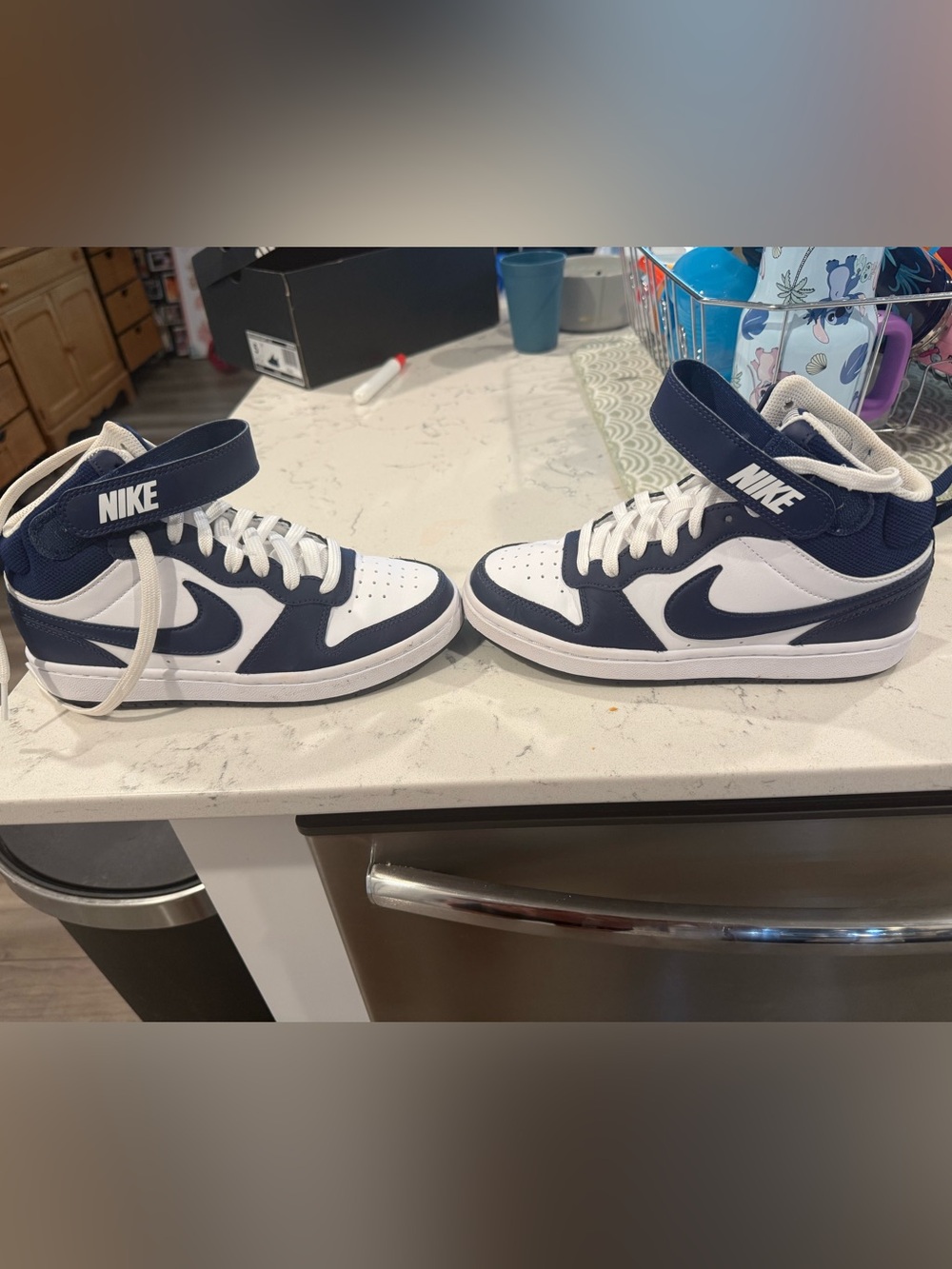 Nike Kids High-Top Sneakers Navy and White